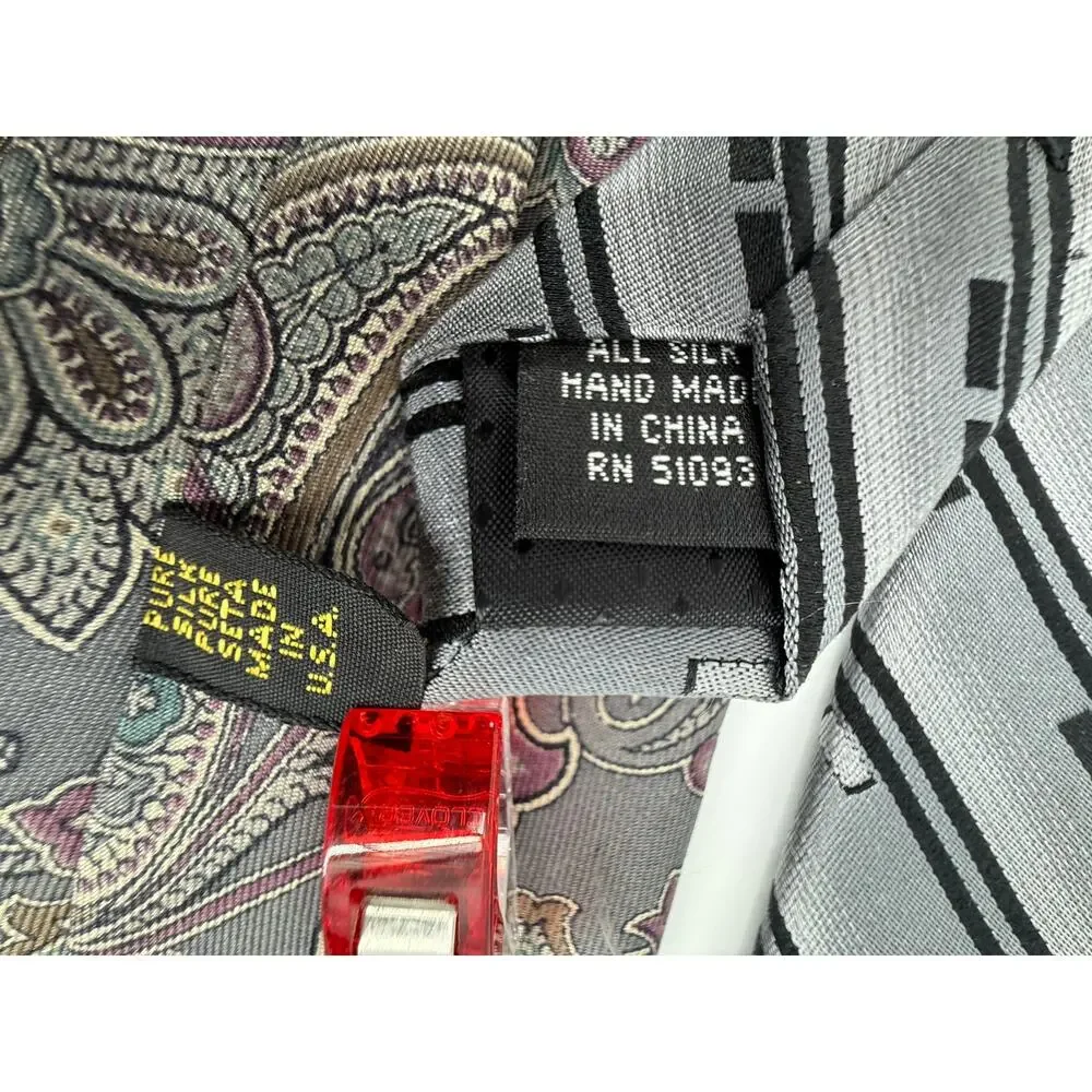 Designer Silk Tie Lot Silver Grey Geoffrey Beene Bill Blass Privado Murphy